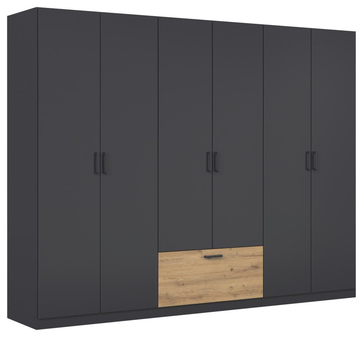 KLEIDERSCHRANK 271/210/54 cm,  in Grau, Eiche Artisan, 6-türig  - Eiche Artisan/Grau, Basics, Holzwerkstoff/Metall (271/210/54cm) - Rauch Möbel
