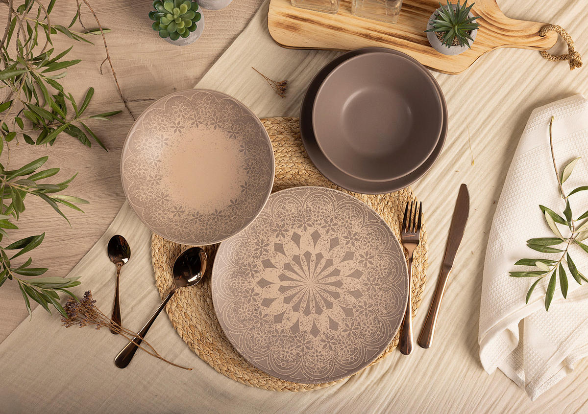 KOMBISERVICE 24-teilig  - Graubraun, LIFESTYLE, Keramik - Novel