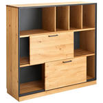 AKTENREGAL Asteiche teilmassiv Eichefarben, Graphitfarben  - Eichefarben/Anthrazit, Natur, Holz/Metall (128/122/40cm) - Linea Natura