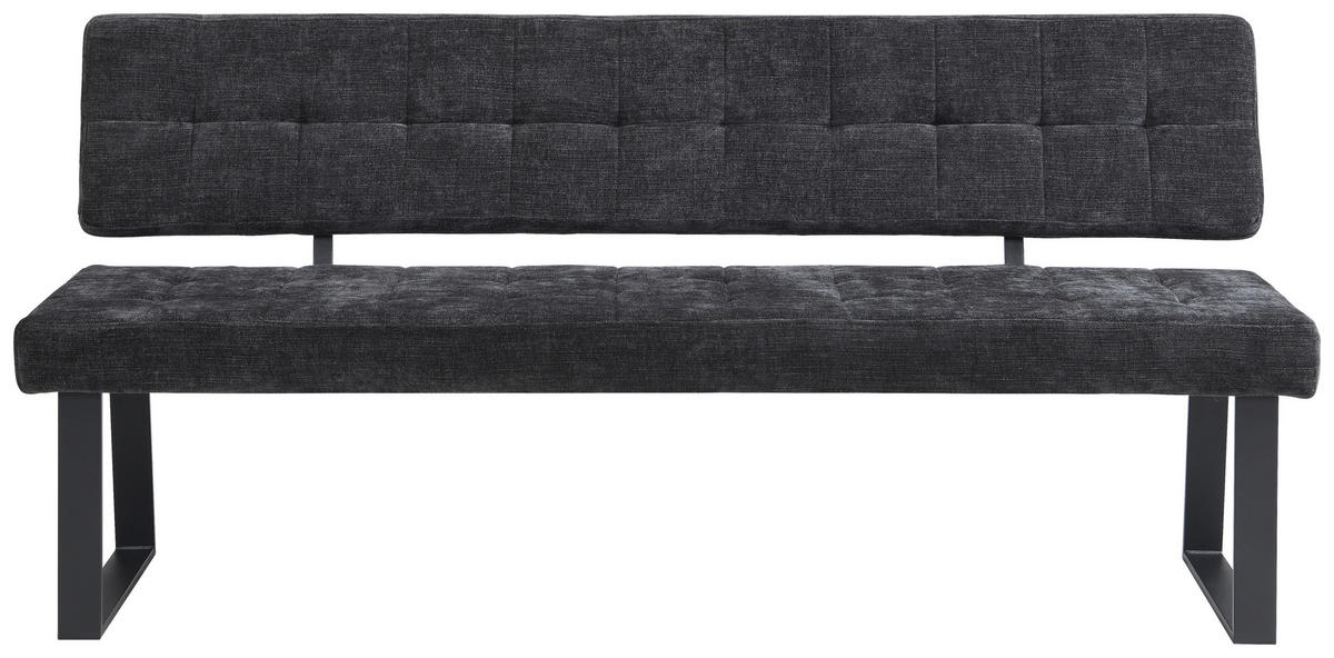 SITZBANK in Metall, Textil Dunkelgrau  - Dunkelgrau/Schwarz, MODERN, Textil/Metall (180/85/56cm) - Livetastic