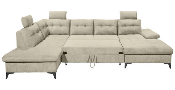 WOHNLANDSCHAFT Beige Webstoff  - Beige/Schwarz, KONVENTIONELL, Kunststoff/Textil (218/324/170cm) - Carryhome