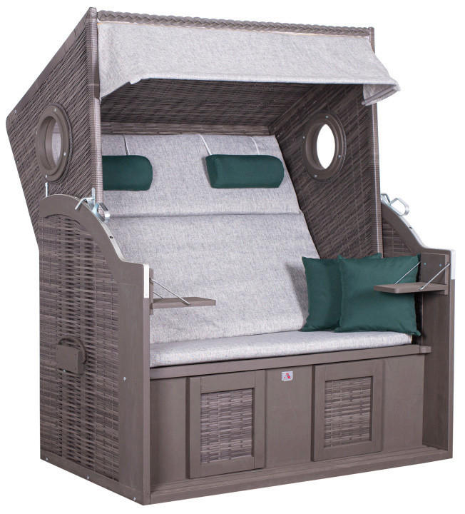 STRANDKORB - Grau/Grün, Basics, Holz/Kunststoff (140/160/80cm) - Gardenson