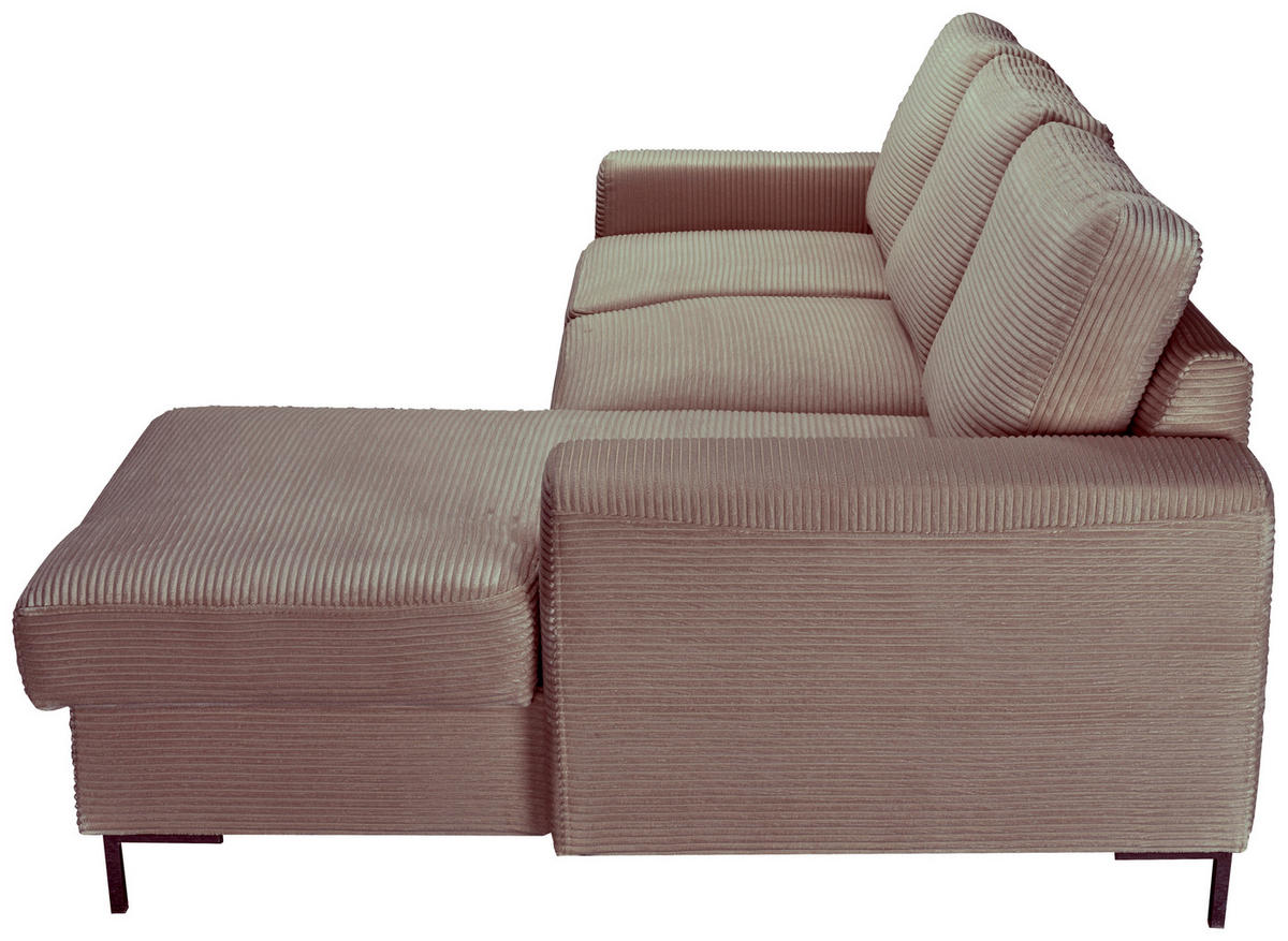 ECKSOFA Taupe Cord  - Taupe/Schwarz, KONVENTIONELL, Textil/Metall (240/150cm) - Carryhome