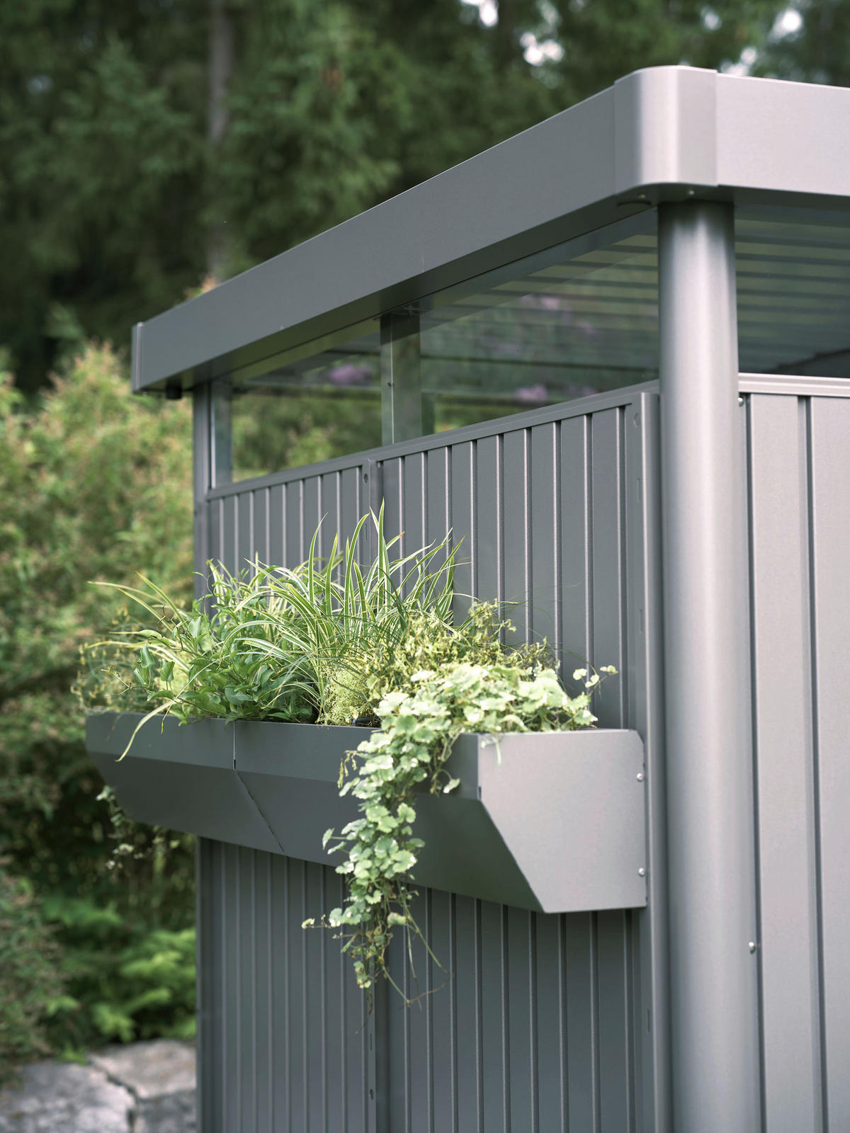 BLUMENKASTEN-SET  - Silberfarben, Design, Kunststoff/Metall (82/188/25cm) - Biohort