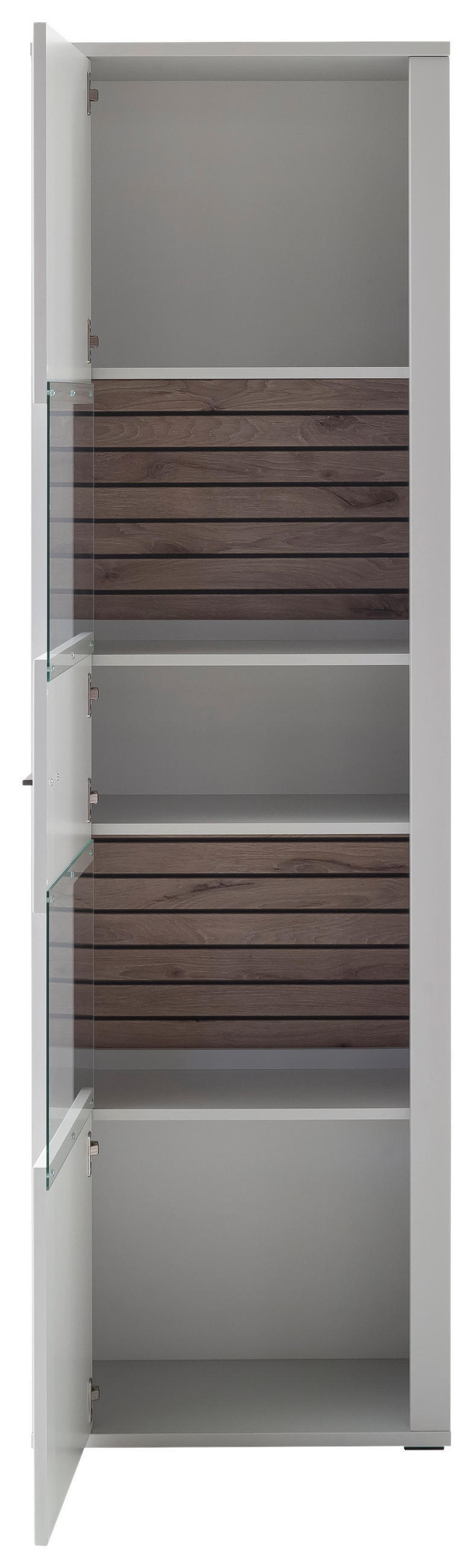 VITRINE  in Weiß, Eichefarben - Eichefarben/Anthrazit, Design, Glas/Holzwerkstoff (61/206/37cm) - Stylife