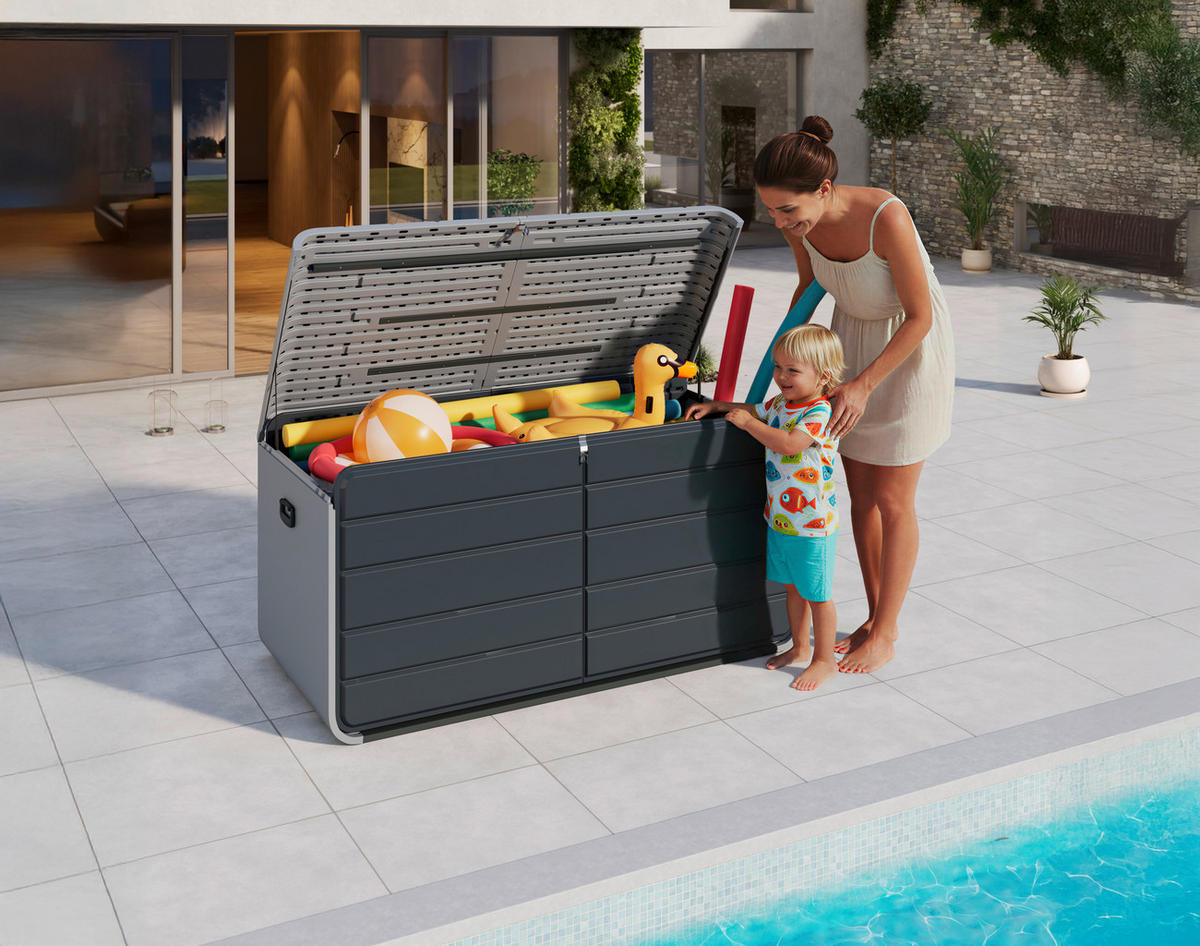 KISSENBOX 173/86/82 cm  - Anthrazit/Hellgrau, Design, Kunststoff/Metall (173/86/82cm) - Ambia Garden