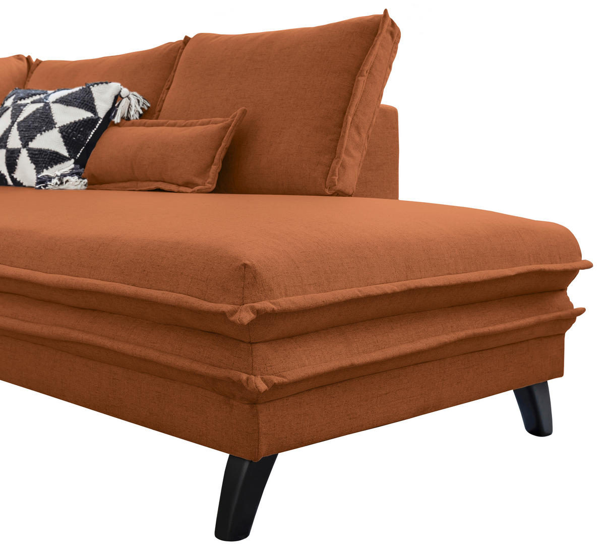 WOHNLANDSCHAFT Terracotta Mikrofaser  - Terracotta/Schwarz, Design, Holz/Textil (150/300/200cm) - P & B