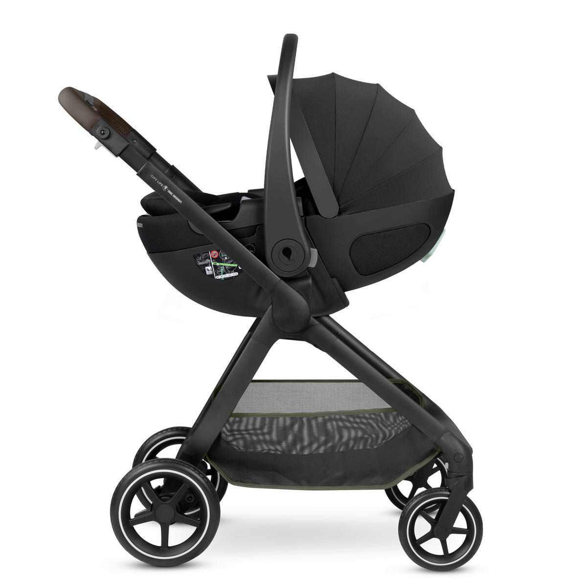 KINDERWAGENSET City Life 3in1 Set Calla  - Schwarz/Olivgrün, Basics, Textil/Metall (82/52/107.5cm) - ABC Design