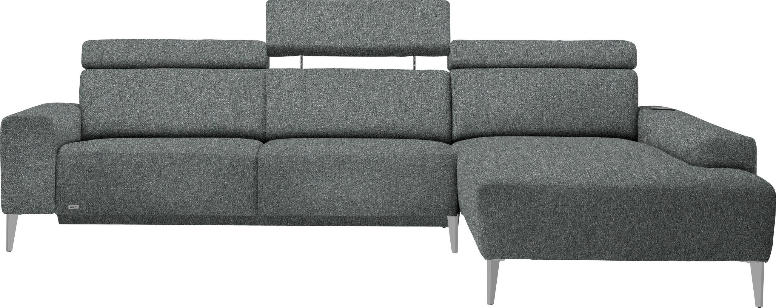 ECKSOFA  in Mikrovelours Graugrün  288/205 cm  - Alufarben/Graugrün, Design, Textil (288/205cm) - Sedda