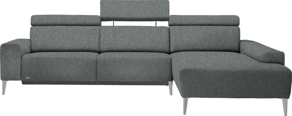 ECKSOFA  in Mikrovelours Graugrün  288/205 cm  - Alufarben/Graugrün, Design, Textil (288/205cm) - Sedda