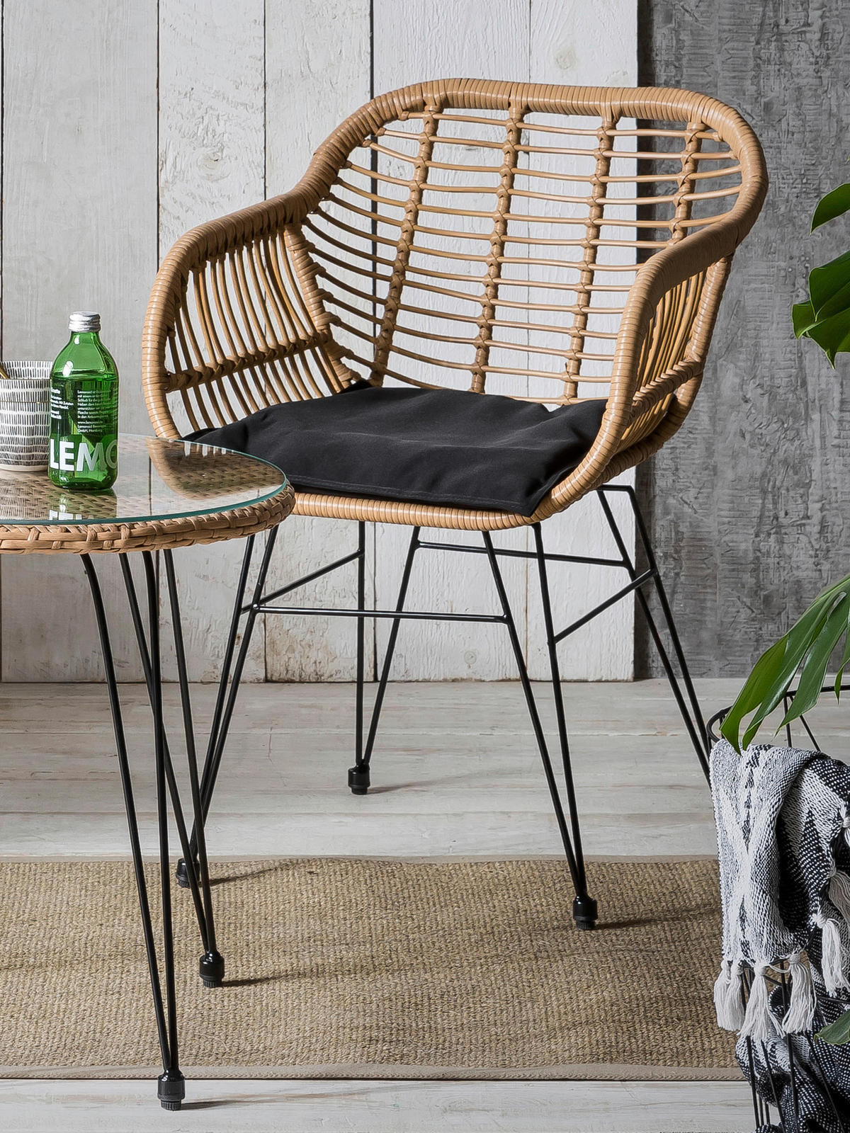 GARTENSET 3-teilig  - Klar/Schwarz, Design, Glas/Kunststoff - Livetastic