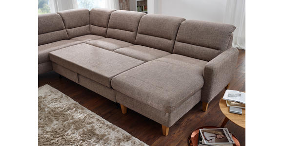 WOHNLANDSCHAFT Cappuccino Flachgewebe  - Eichefarben/Cappuccino, KONVENTIONELL, Holz/Textil (225/335/165cm) - Cantus