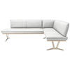 ECKBANK 237/162 cm  in Weiß  - Edelstahlfarben/Beige, Design, Leder/Holz (237/162cm) - Ambiente