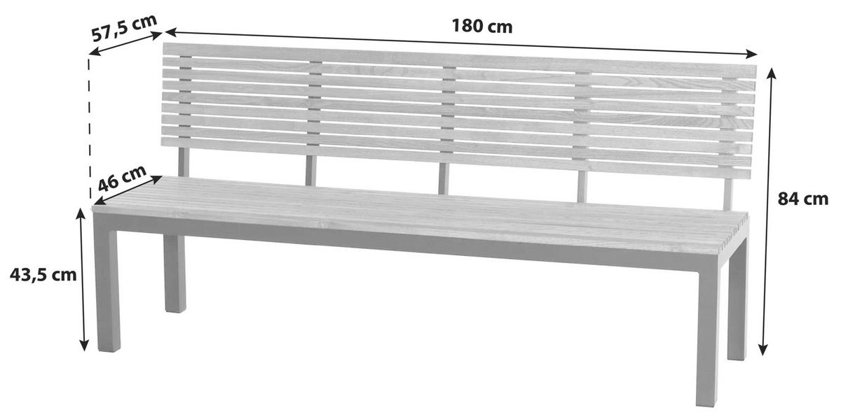 GARTENBANK 180/84/157,5 cm  in Naturfarben  - Anthrazit/Robinienfarben, KONVENTIONELL, Holz/Metall (180/84/157,5cm) - Siena Garden