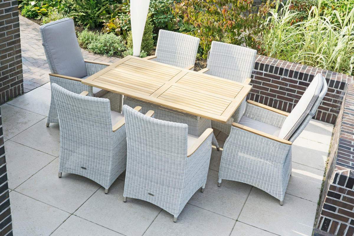 GARTENTISCH 140/90/75 cm Holz, Metall, Kunststoff rechteckig  - Alufarben/Weiß, Design, Holz/Kunststoff (140/90/75cm) - Zebra 