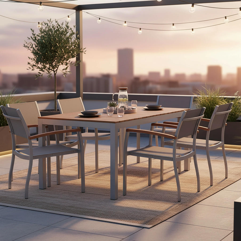 GARTENTISCHGRUPPE AkazieHartholz Aluminium  - Silberfarben/Grau, ROMANTIK / LANDHAUS, Holz/Textil (90/150/74cm) - Gardenson