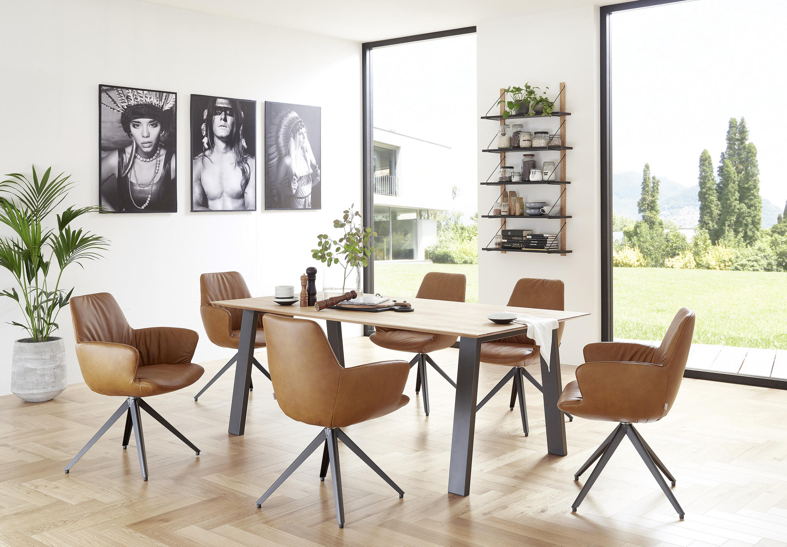 ESSTISCH Asteiche massiv rechteckig Anthrazit, Eichefarben - Eichefarben/Anthrazit, Design, Holz/Metall (220/100/77cm) - Bert Plantagie