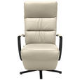 RELAXSESSEL in Leder Creme  - Creme/Schwarz, Design, Leder/Metall (64/112/80cm) - Cantus