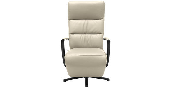 RELAXSESSEL in Leder Creme  - Creme/Schwarz, Design, Leder/Metall (64/112/80cm) - Cantus