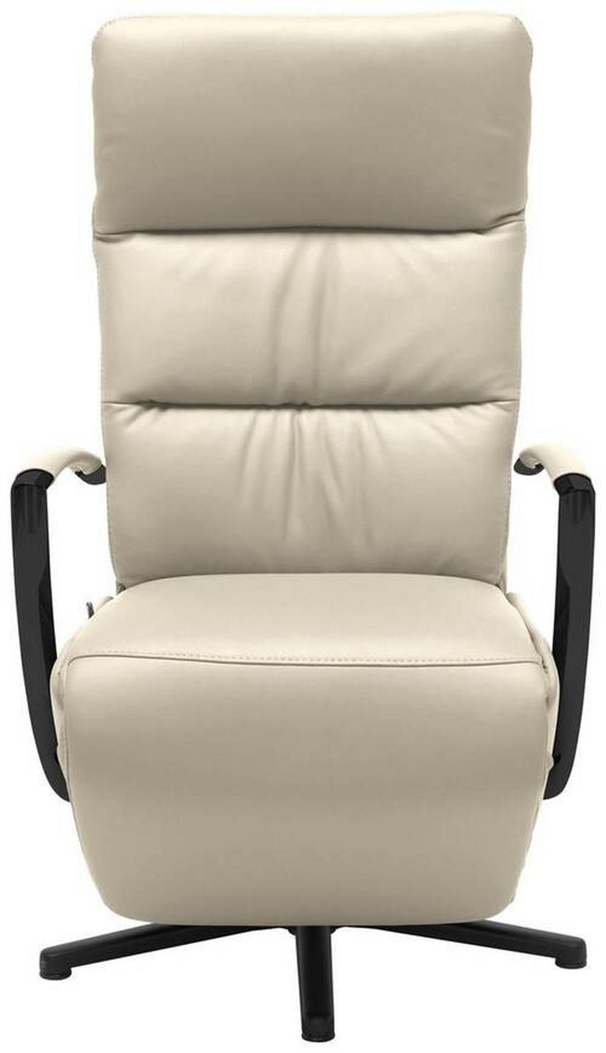 RELAXSESSEL in Leder Creme  - Creme/Schwarz, Design, Leder/Metall (64/112/80cm) - Cantus