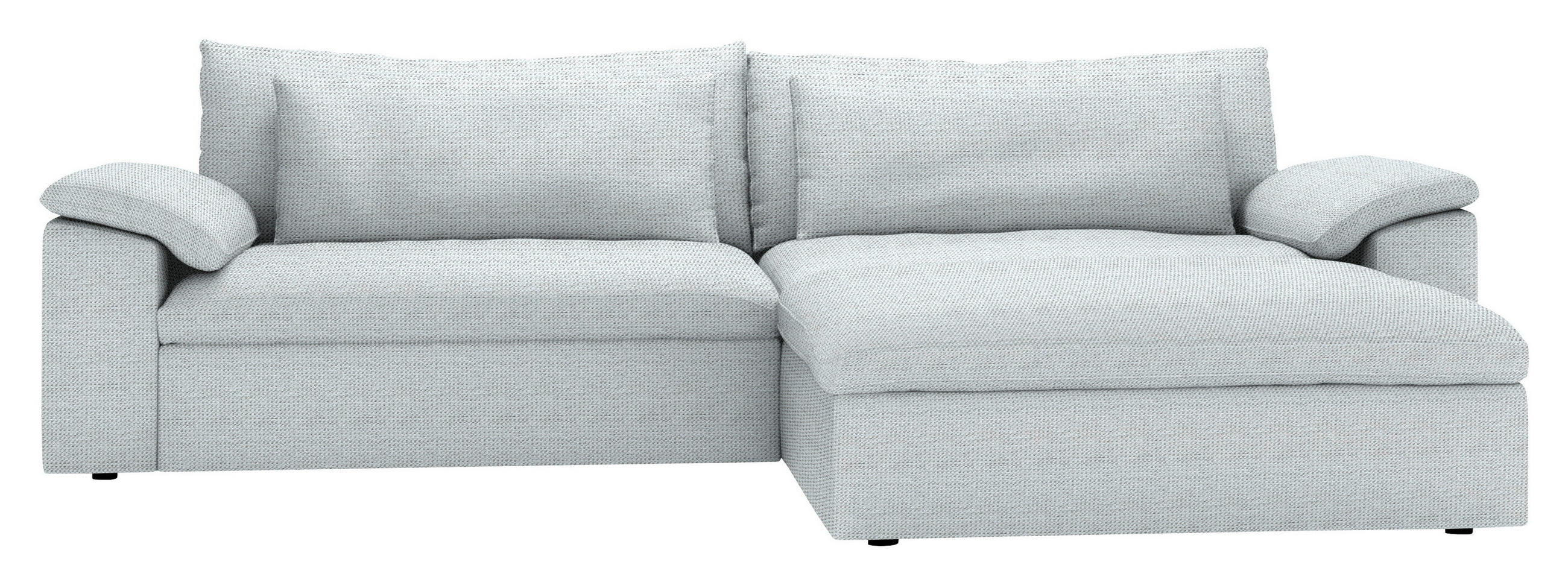 ECKSOFA 306/198 cm  in Chenille Grauweiß Rückenkissen, Nierenkissen, Armlehnenkissen, Rücken echt  306/198 cm  - Grauweiß/Schwarz, MODERN, Kunststoff/Textil (306/198cm) - Carryhome