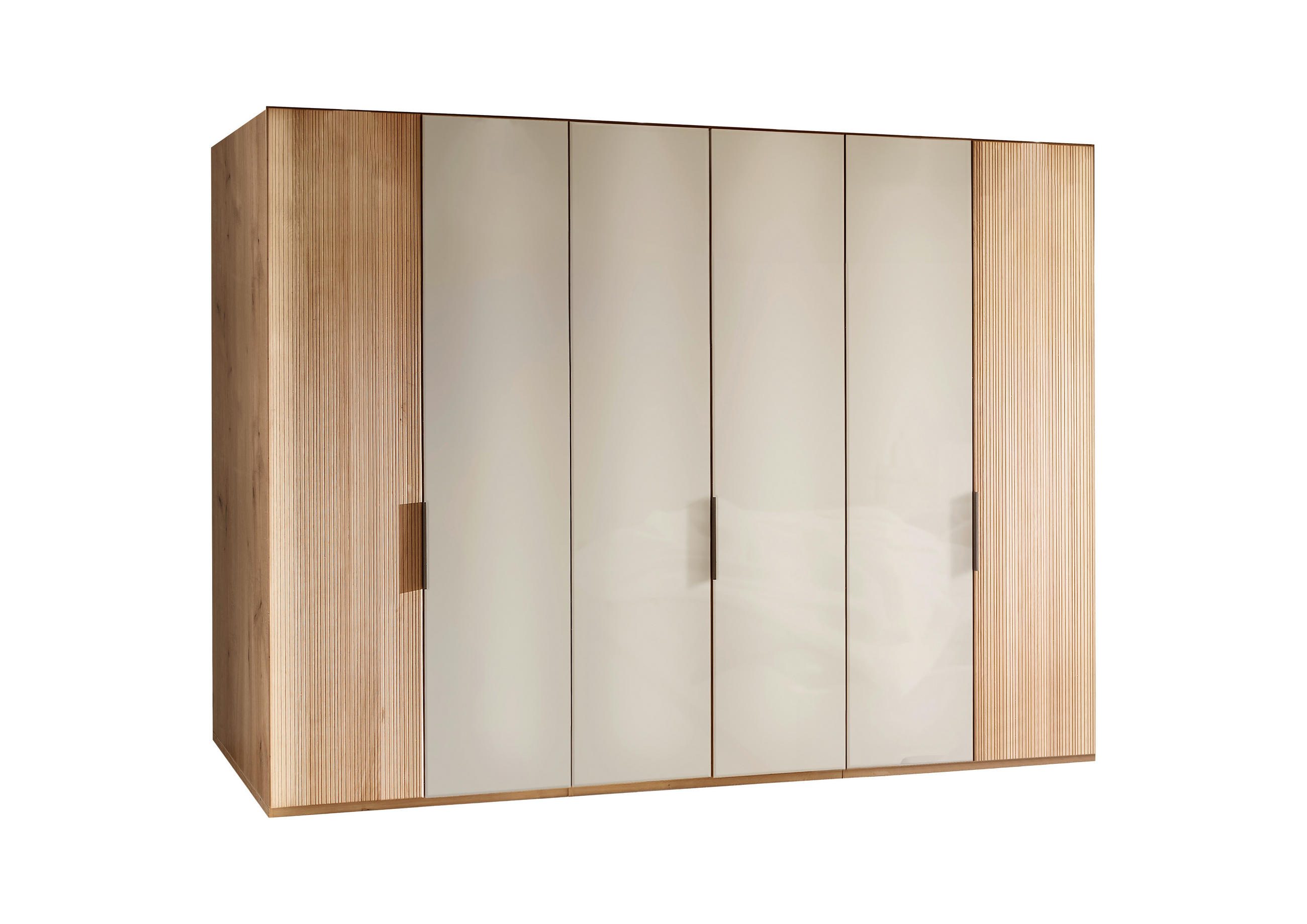 DREHTÜRENSCHRANK 300/216/58 cm 6-türig Champagner, Eiche Bianco  - Schieferfarben/Eiche Bianco, KONVENTIONELL, Glas/Holzwerkstoff (300/216/58cm) - Venda