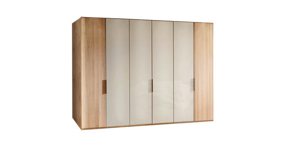 DREHTÜRENSCHRANK 300/216/58 cm 6-türig  - Schieferfarben/Eiche Bianco, KONVENTIONELL, Glas/Holzwerkstoff (300/216/58cm) - Venda