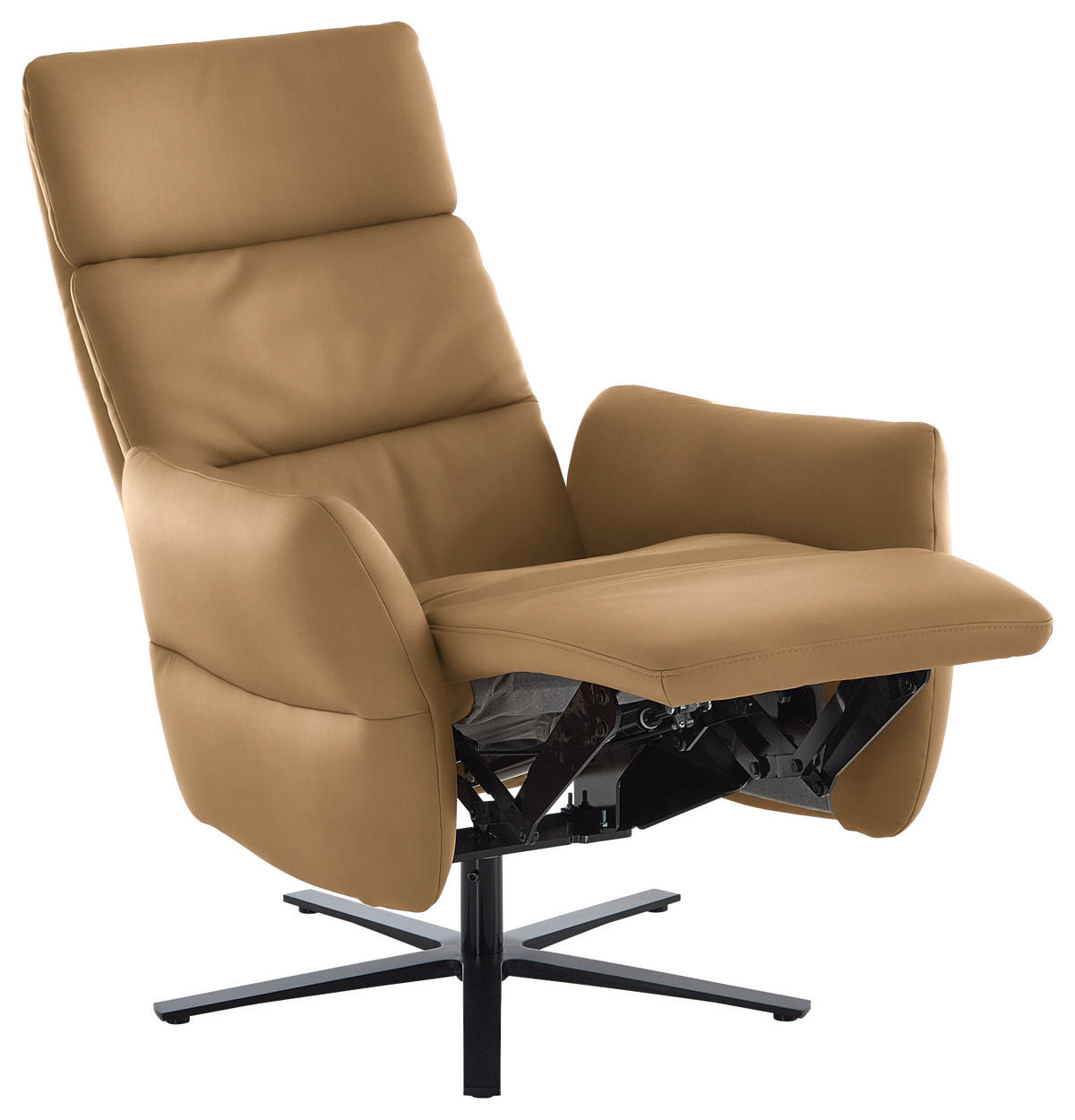 RELAXSESSEL in Leder Honig  - Schwarz/Honig, Design, Leder/Metall (82/119/85cm) - Dieter Knoll