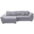 ECKSOFA Hellgrau Flachgewebe  - Hellgrau/Schwarz, Design, Kunststoff/Textil (175/278cm) - Xora