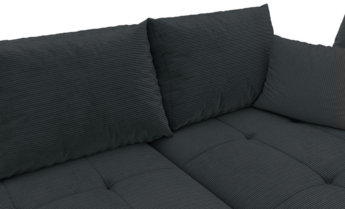 ECKSOFA in Cord Anthrazit  - Anthrazit/Schwarz, Konventionell, Holz/Textil (298/202cm) - MID.YOU