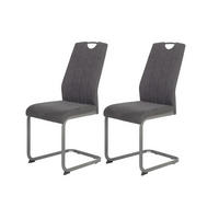 SCHWINGSTUHL-SET 2 Stück  in Stahl Lederlook  - Anthrazit/Grau, MODERN, Textil/Metall (44/61/98cm) - MID.YOU