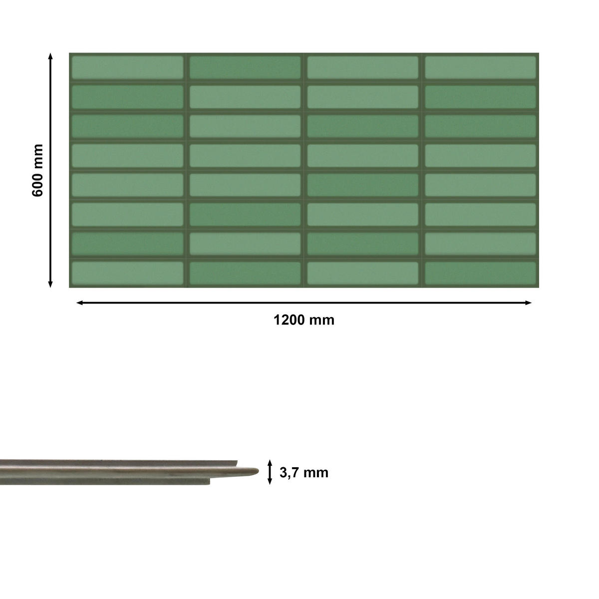 Vinyl für die Wand XL  - Grün, MODERN, Kunststoff (120/60/0,37cm)