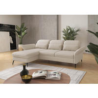ECKSOFA in Flachgewebe Creme  - Creme/Schwarz, Konventionell, Textil/Metall (198/264cm) - Sit & More