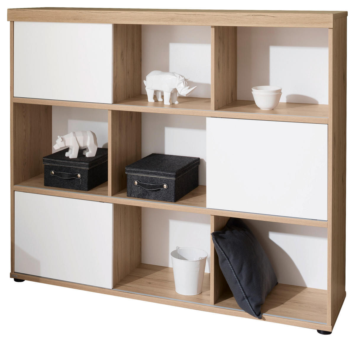 STANDREGAL  126,9/109,7/42,6 cm Weiss, Eichefarben  - Weiss/Eichefarben, Design, Holzwerkstoff/Kunststoff (126,9/109,7/42,6cm) - Paidi