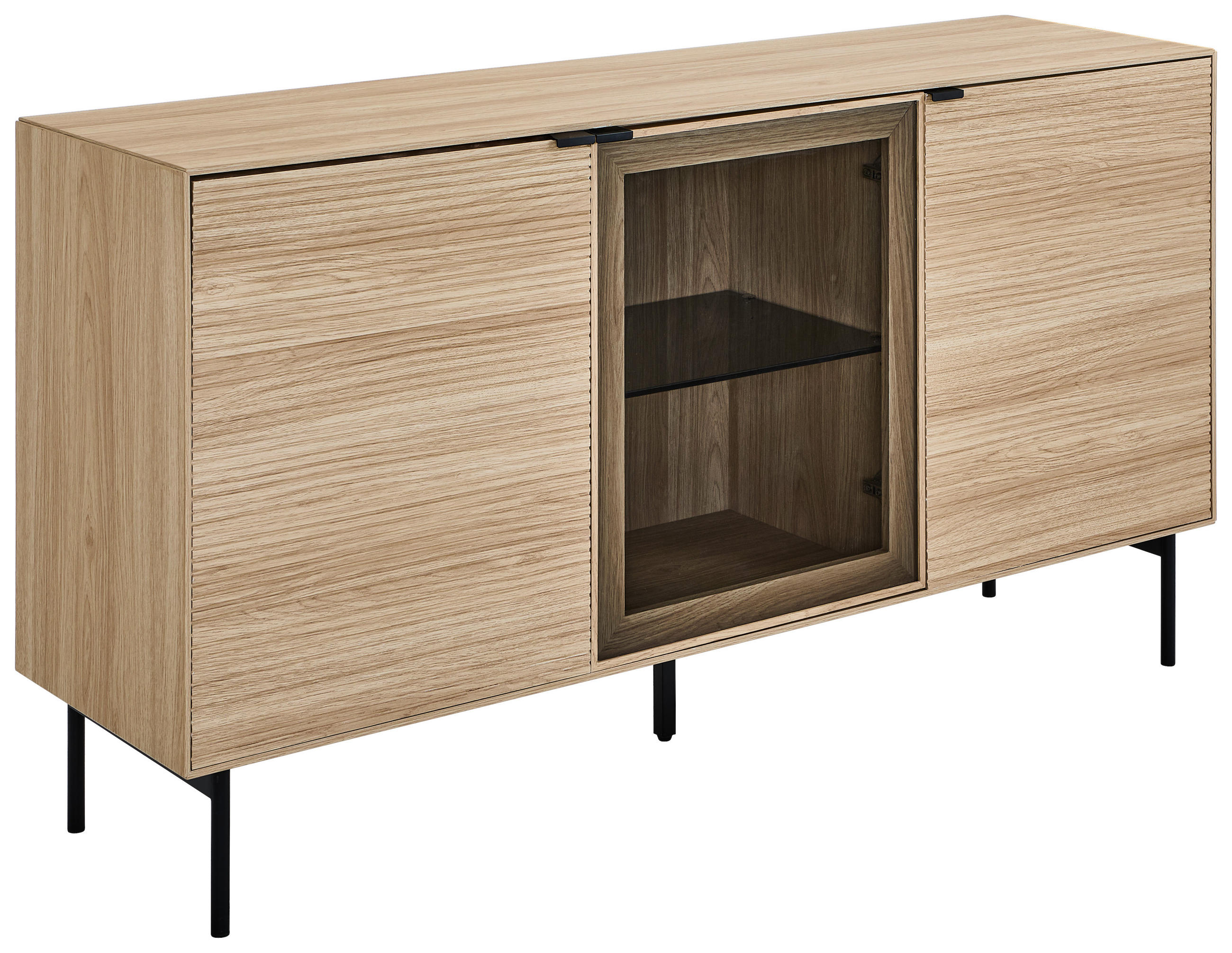 SIDEBOARD  150/80/40 cm  - Eichefarben/Schwarz, KONVENTIONELL, Glas/Holzwerkstoff (150/80/40cm) - Xora