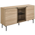 SIDEBOARD  150/80/40 cm  - Eichefarben/Schwarz, KONVENTIONELL, Glas/Holzwerkstoff (150/80/40cm) - Xora