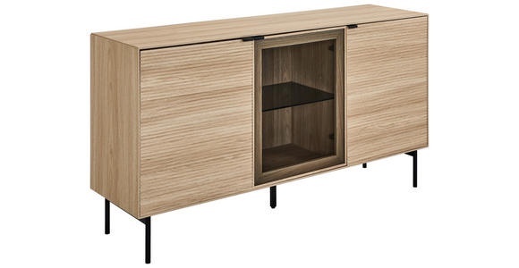 SIDEBOARD  150/80/40 cm  - Eichefarben/Schwarz, KONVENTIONELL, Glas/Holzwerkstoff (150/80/40cm) - Xora