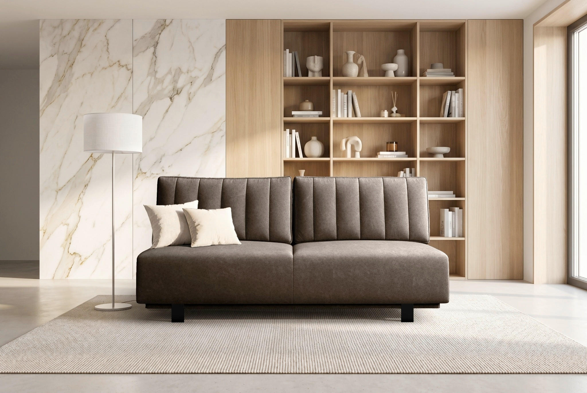 SCHLAFSOFA OLIVIO Velours Dunkelgrau  inkl. Bettkasten, Schlaffunktion  - Dunkelgrau/Schwarz, Basics, Holz/Textil (200/90/95cm) - Livetastic