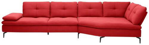 ECKSOFA in Flachgewebe Hellrot  - Hellrot/Schwarz, Design, Textil/Metall (344/157cm) - Chilliano