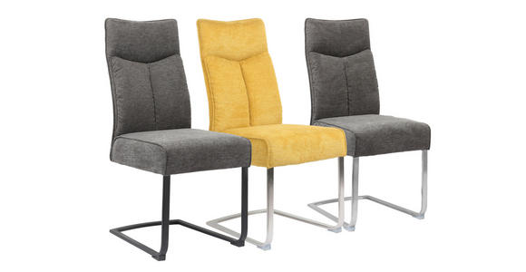 SCHWINGSTUHL in Eisen Webstoff - Schwarz/Grau, Design, Textil/Metall (44/102/64cm) - Novel