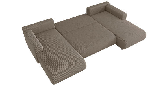 Wohnlandschaft inkl. Funktion Taupe Cord  - Taupe/Schwarz, KONVENTIONELL, Textil (200/360/200cm) - Xora