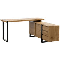 SAROKÍRÓASZTAL  - tölgyfa színű/fekete, Modern, faalapú anyag/fém (160/160/76cm) - MID.YOU