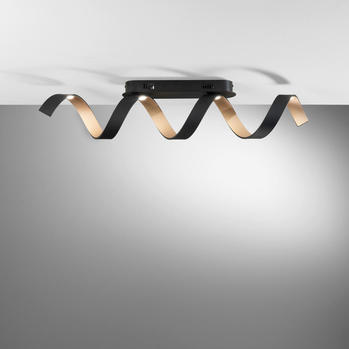 LED-DECKENLEUCHTE Luce Ambiente e Design 18/80 cm   - Goldfarben/Schwarz, Design, Kunststoff/Metall (18/80cm)