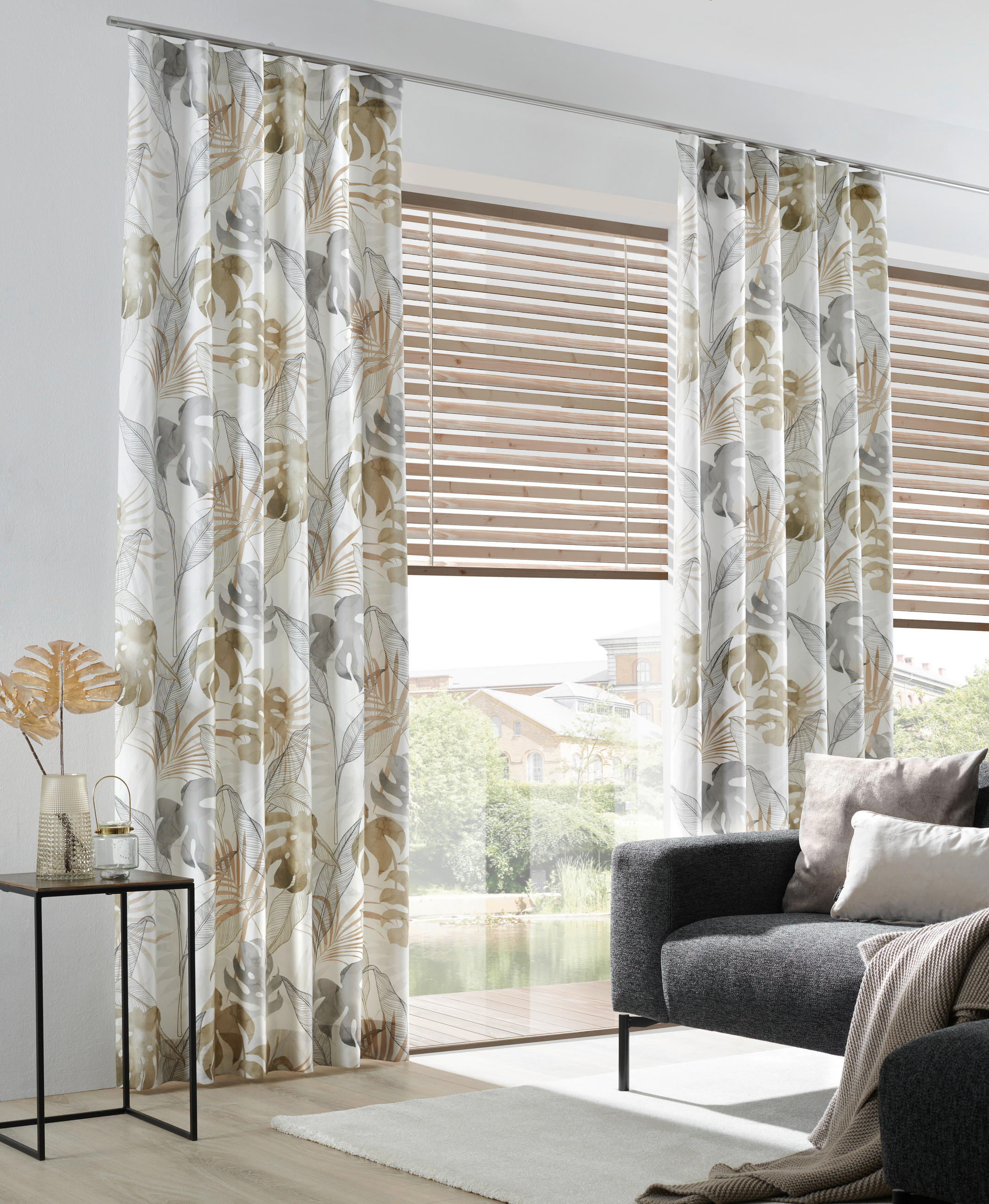 DEKOSTOFF per lfm blickdicht  - Beige/Grau, Design, Textil (140cm) - Esposa
