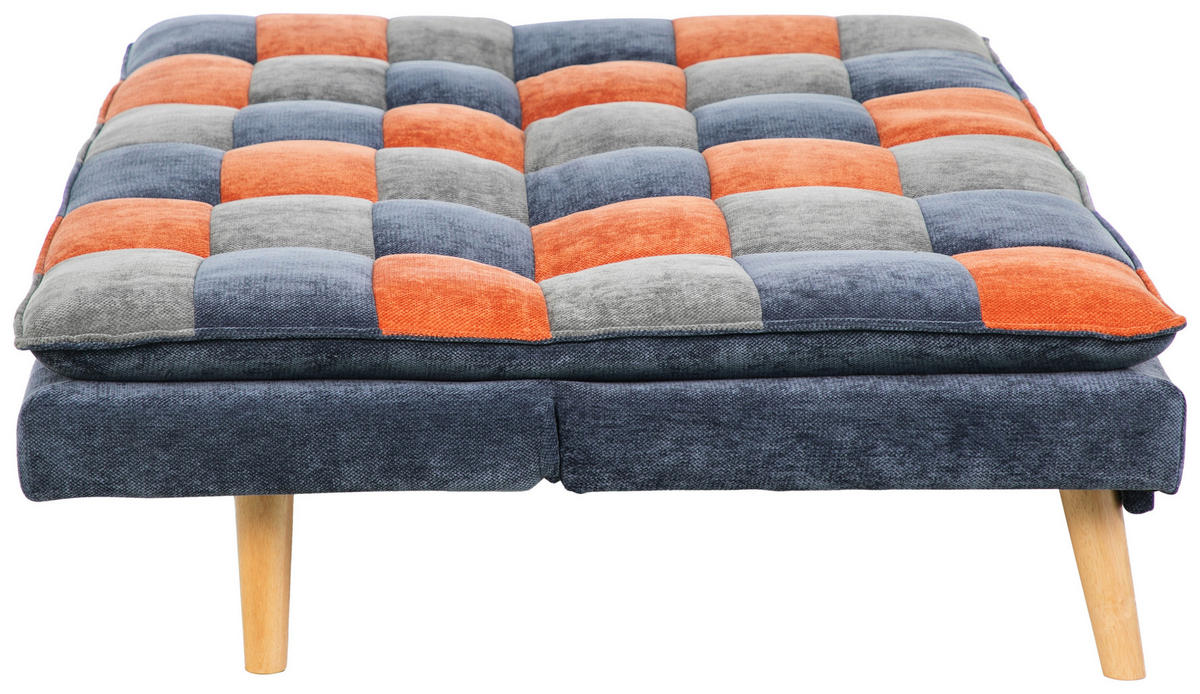 SCHLAFSOFA Chenille Blau, Grau, Orange  - Blau/Naturfarben, Design, Holz/Textil (180/77/91cm) - MID.YOU