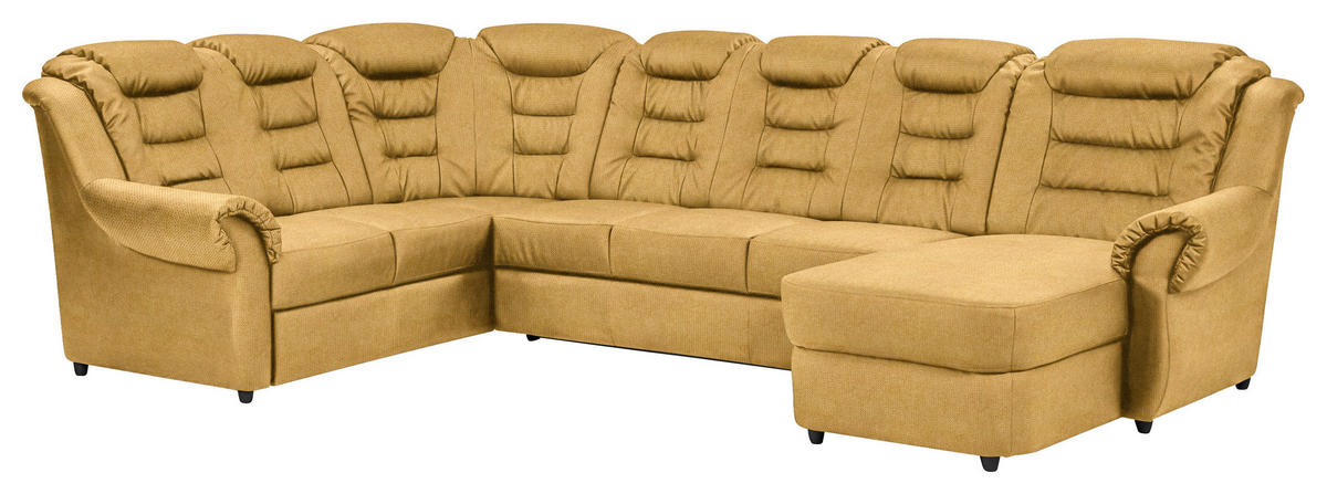 WOHNLANDSCHAFT in Chenille Gelb  - Gelb/Schwarz, Konventionell, Kunststoff/Textil (216/333/165cm) - Livetastic