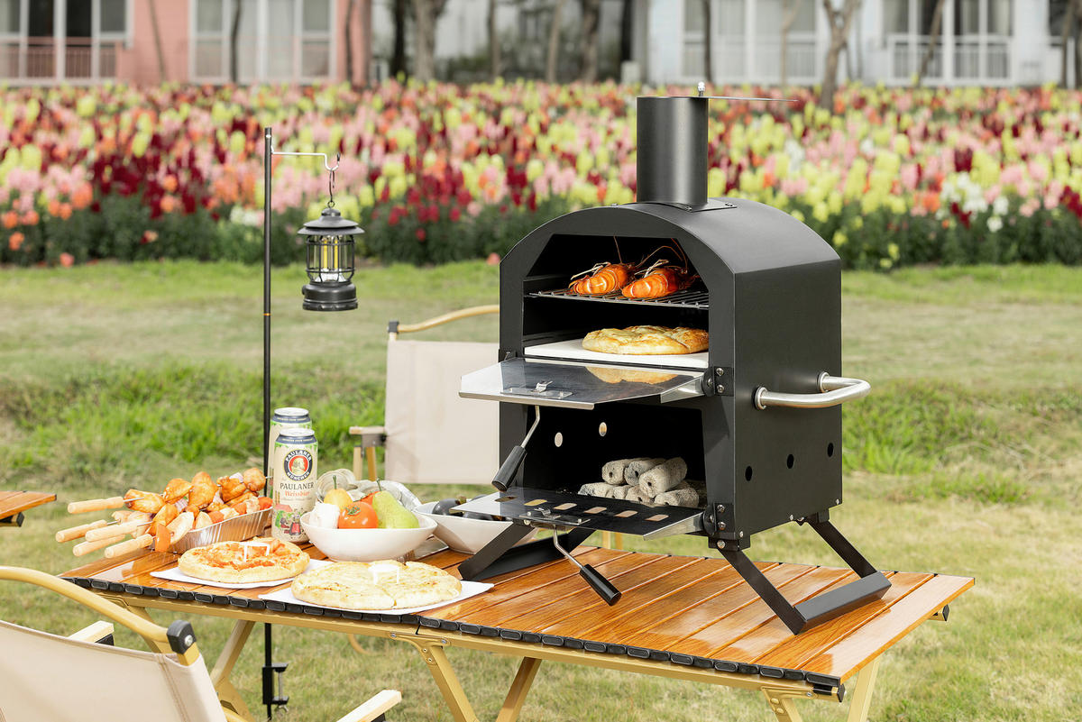 PIZZAOFEN CPO-12363  - Schwarz, KONVENTIONELL, Metall (72/34/31cm) - Ambia Garden