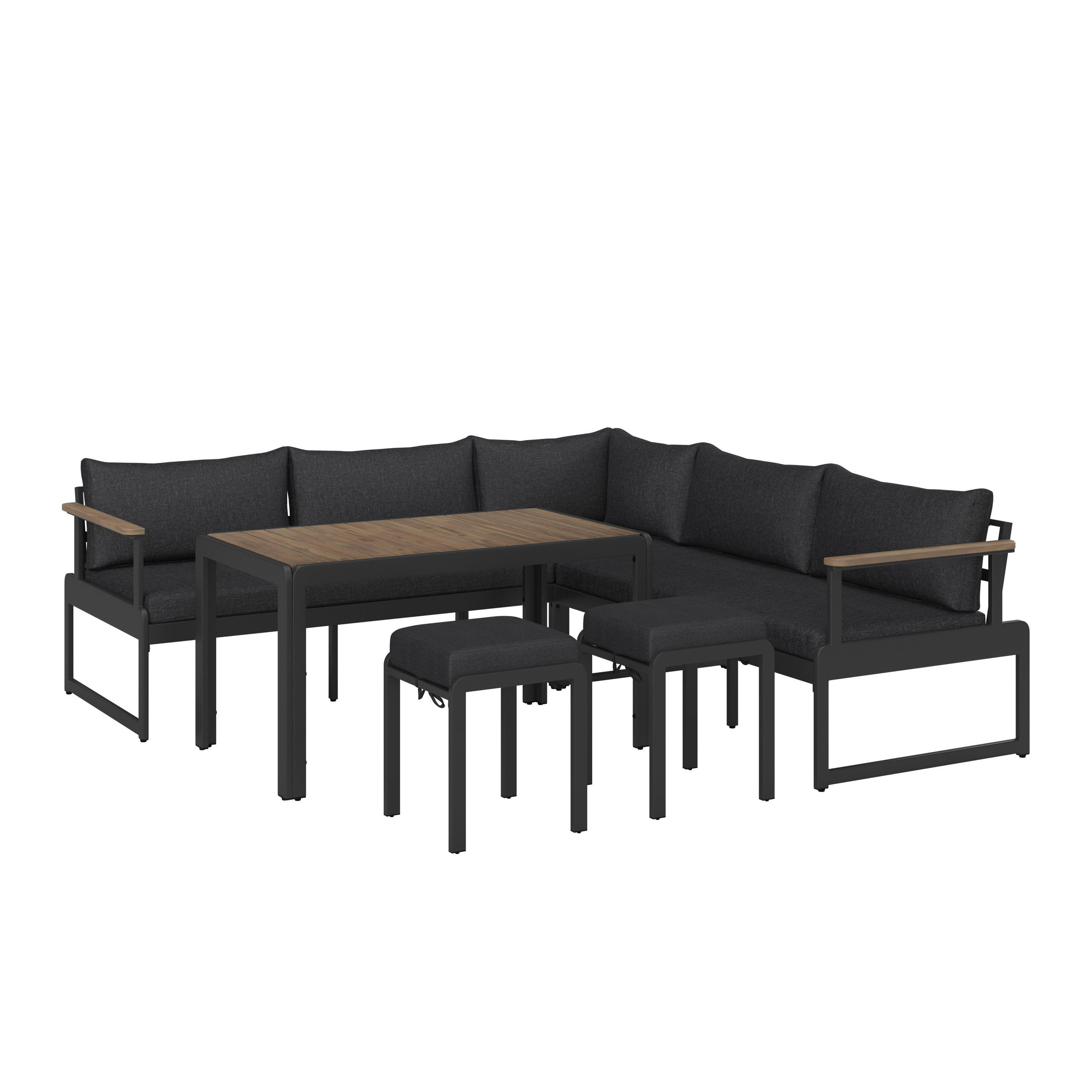 SET LOUNGE 17 piese  228/228 cm   - gri închis/culoare lemn acacia, Modern, lemn/metal (228/228cm) - Ambia Garden