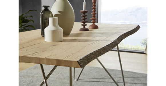 ESSTISCH in Holz, Metall 160/110/77 cm - Edelstahlfarben/Eichefarben, Design, Holz/Metall (160/110/77cm) - Dieter Knoll