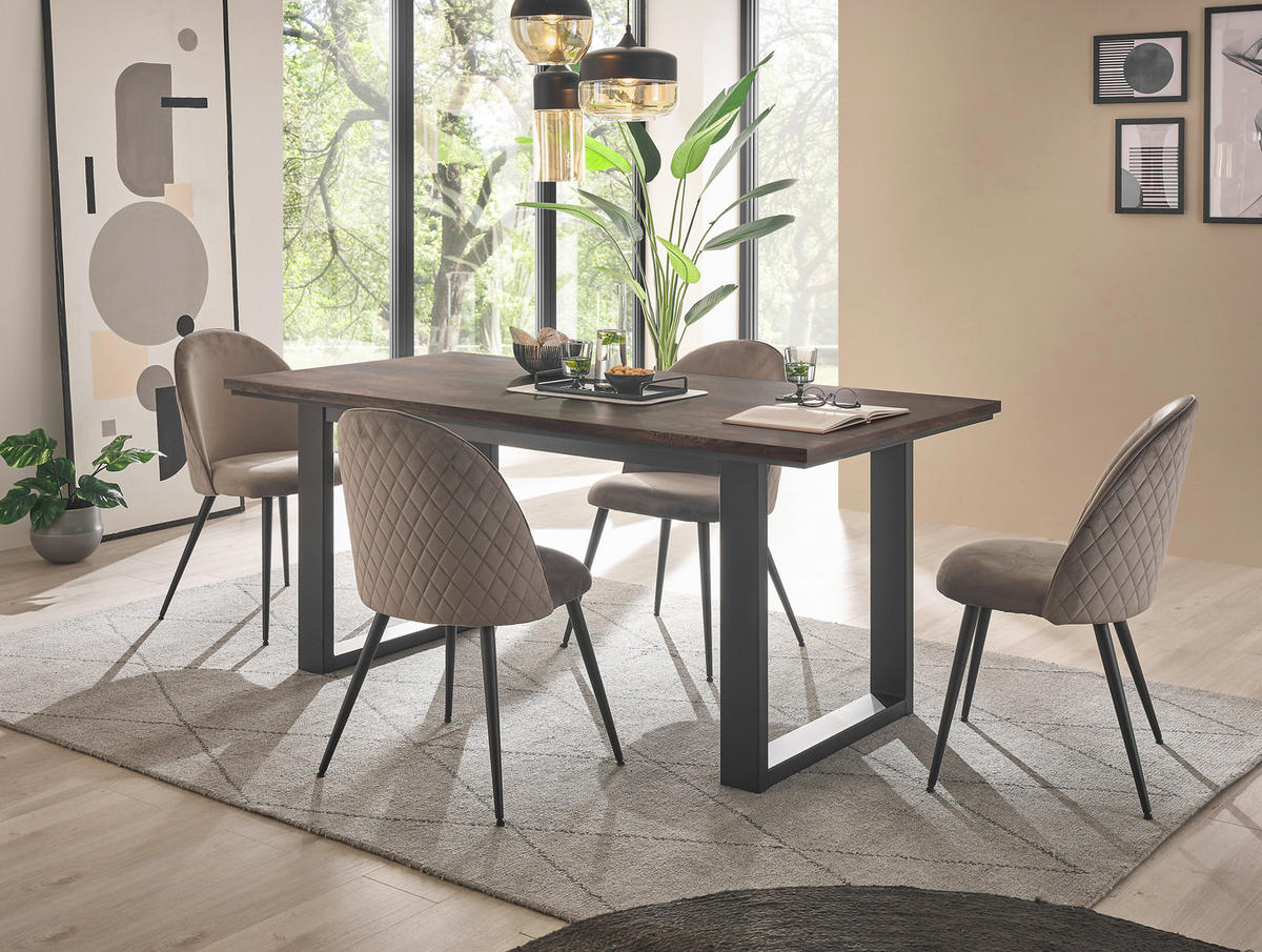 ESSTISCH rechteckig Eichefarben  - Eichefarben/Schwarz, Design, Holzwerkstoff/Metall (160/77/81cm) - MID.YOU